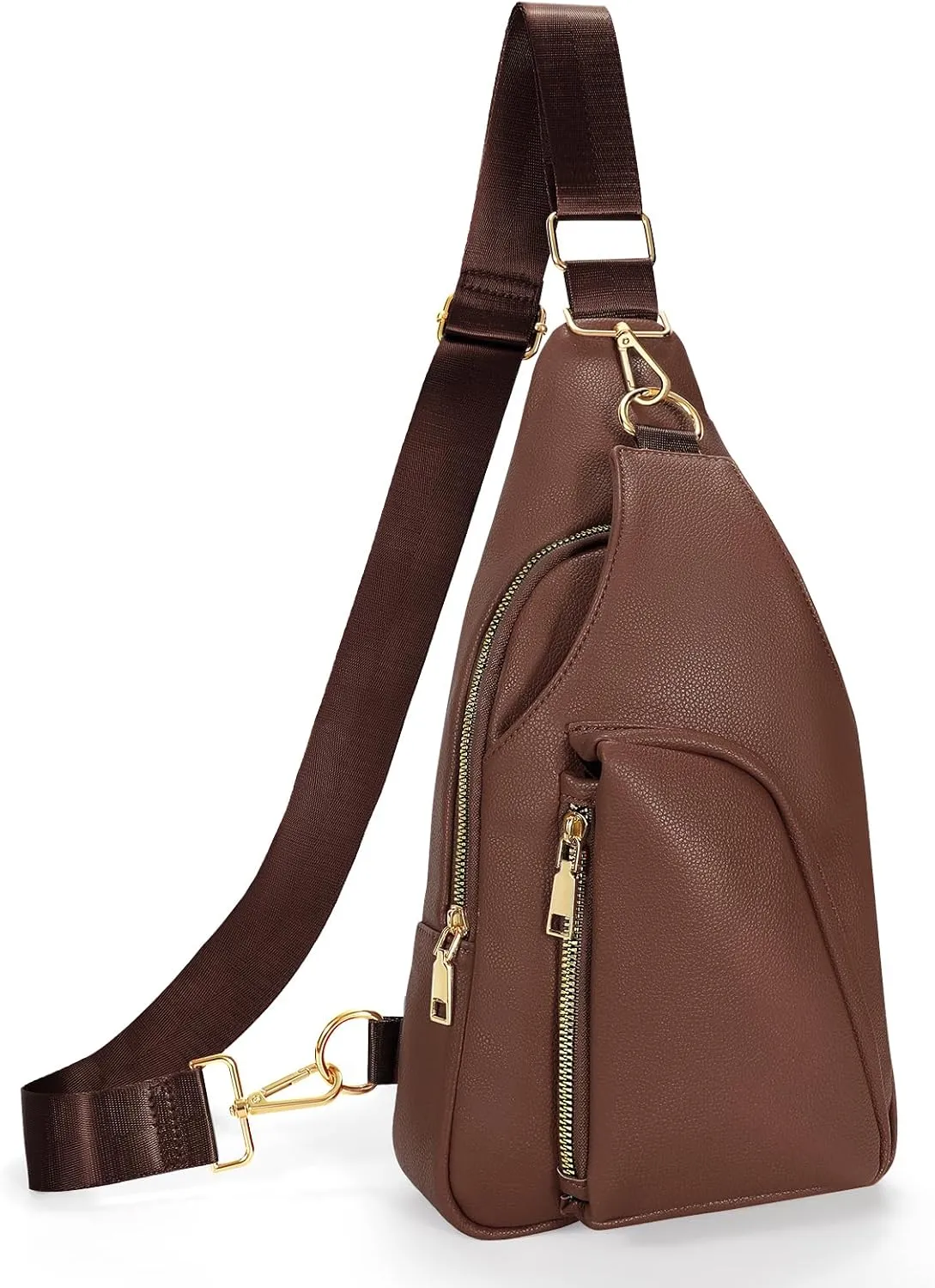JASGOOD Women Fanny Pack Crossbody Bags PU Leather Sling Bag Trendy Chest Bag for Women Travel,Light Coffee