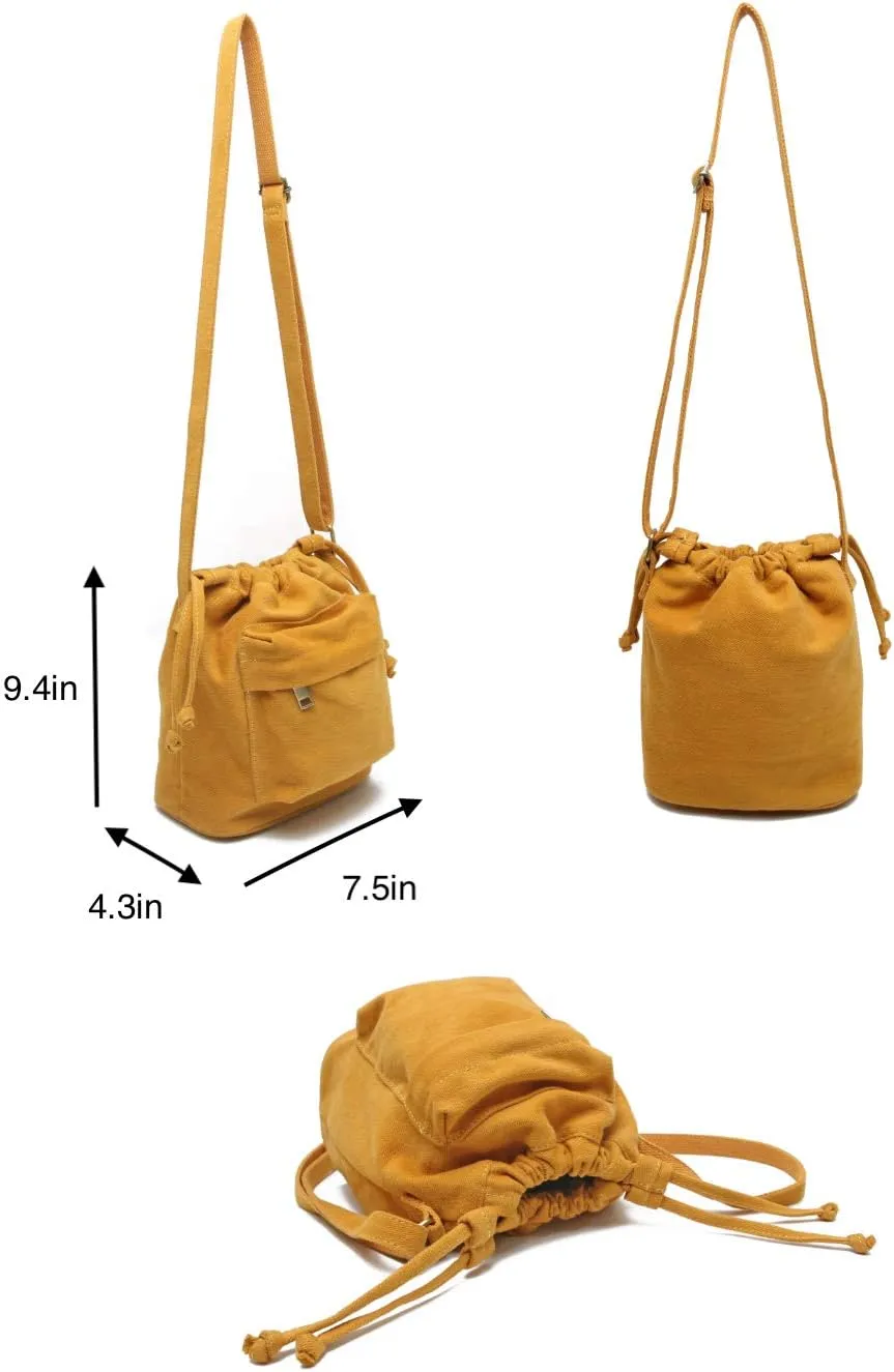 Jeelow Small Canvas Crescent Tote Handbag Mini Crossbody Cellphone Sling Bag Purses With Adjustable Strap & Zipper