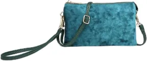 JEN & CO. Riley Velvet Crossbody Bag - Elegant Clutch Purse with Detachable Wristlet & Strap, Evening Purses for Women