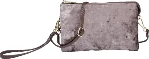 JEN & CO. Riley Velvet Wristlet, Womens Small Clutch, Adjustable/Detachable Strap, Crossbody Shoulder Handbag Purse