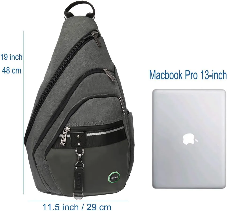 Jochui Sling Bag Backpack Pack 13" 14" Laptop Bag Satchel Travel Outdoor Festival Bag Gray