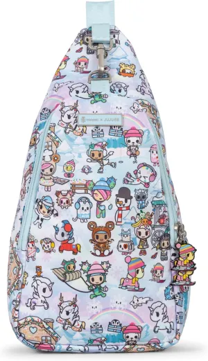 JuJuBe Cross Body Bag, tokidoki Snow Day, Fanny Pack for Moms, Waterproof Travel Waist Pack or Crossbody Belt Bag with Adjustable Straps, Includes 5 Zipper Pockets and Credit Card Slots