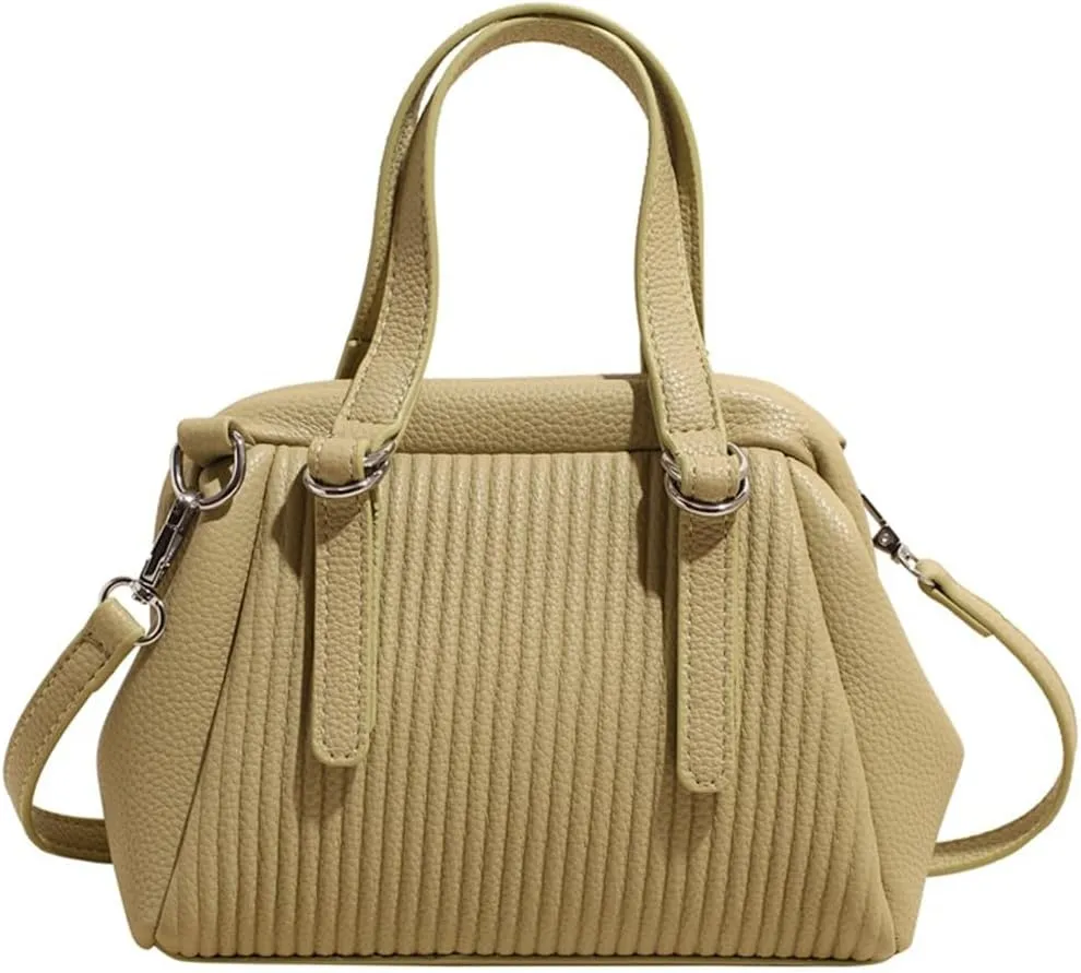 JYG Small Tote Bag for Women Spring PU Leather Shoulder Bag Kiss Lock Satchel Purse with Adjustable Strap