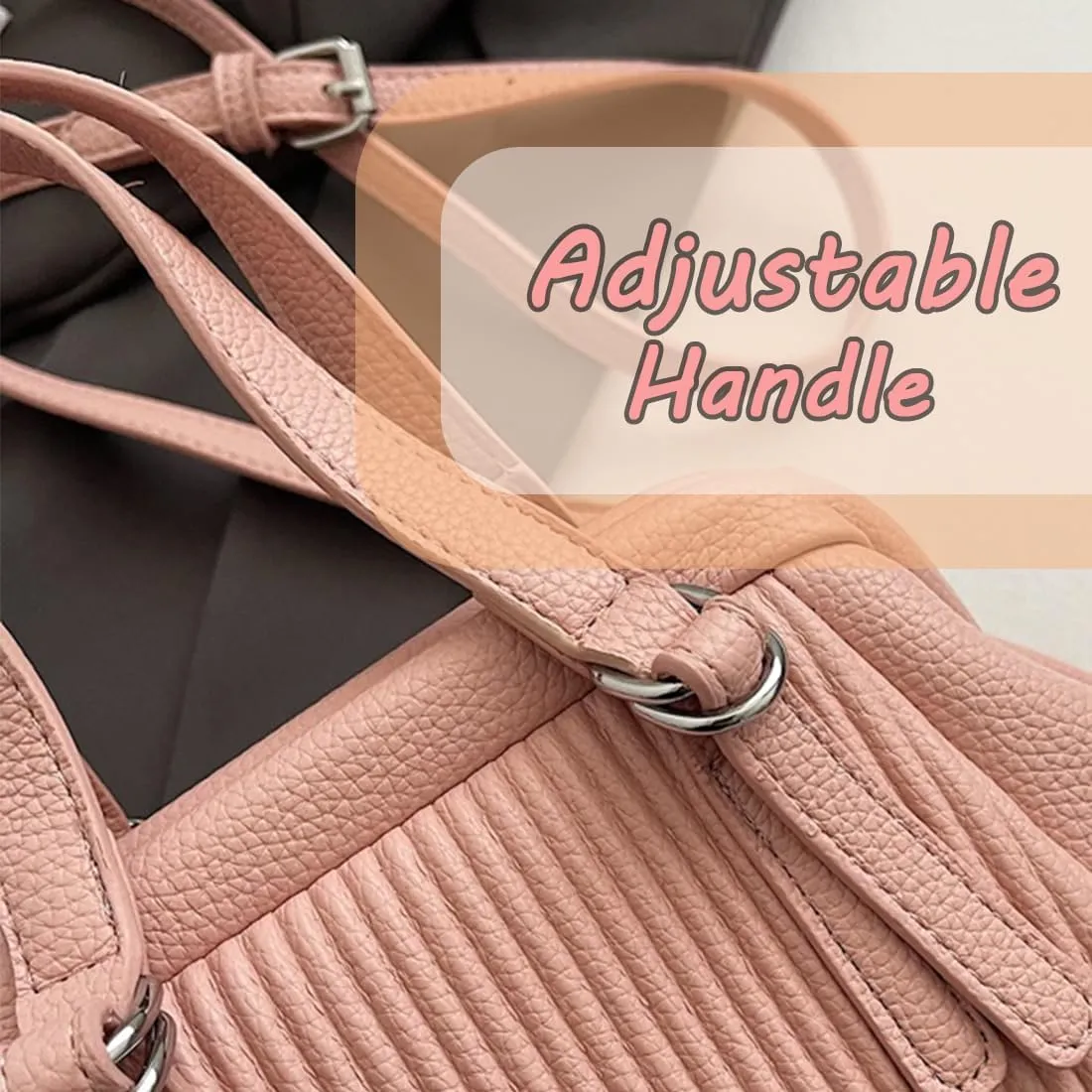 JYG Small Tote Bag for Women Spring PU Leather Shoulder Bag Kiss Lock Satchel Purse with Adjustable Strap