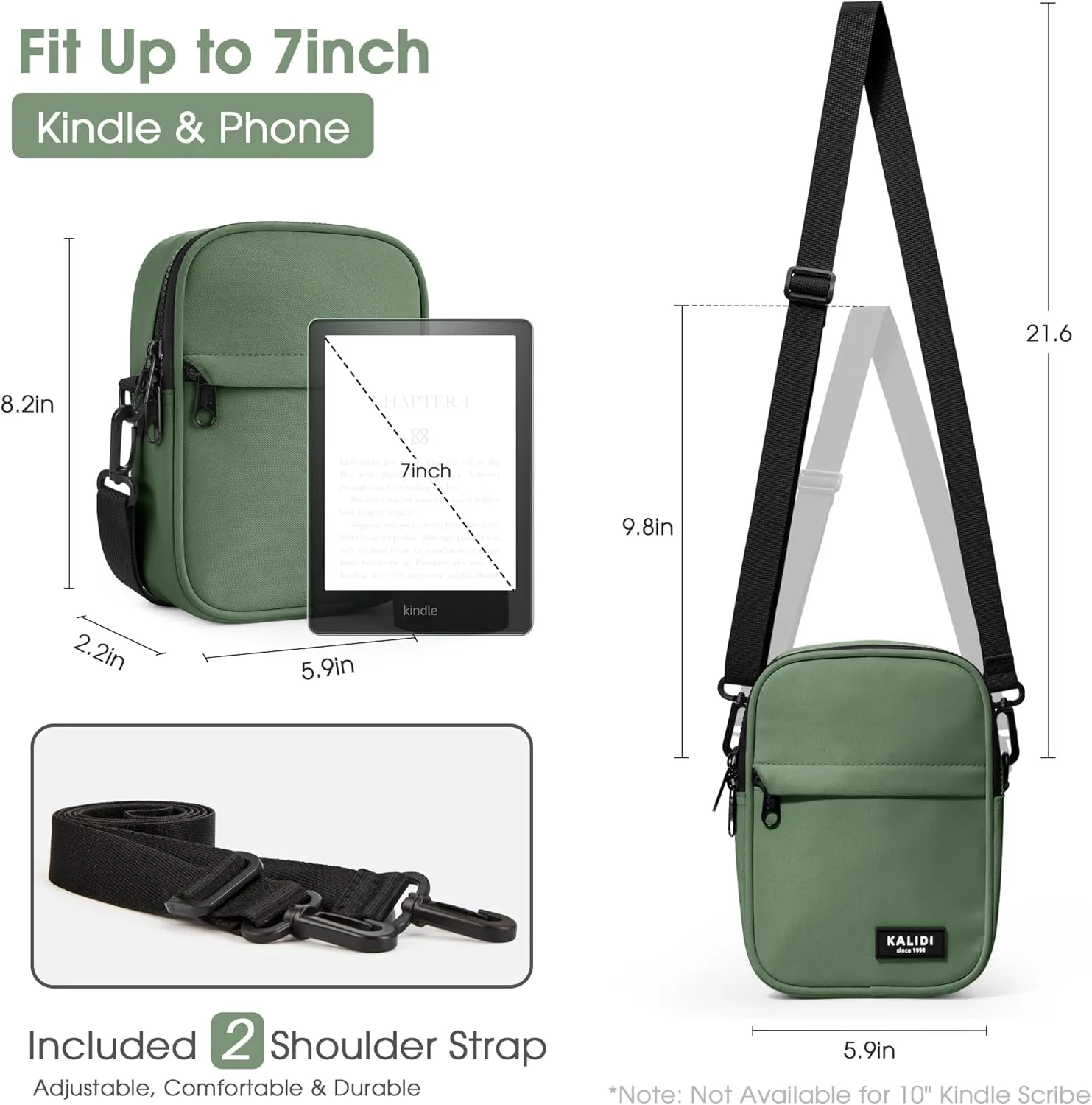 KALIDI Crossbody Sling Bag for Women Men Multi Position Small Purse Waist Fanny Pack with 2 Adjustable Strap