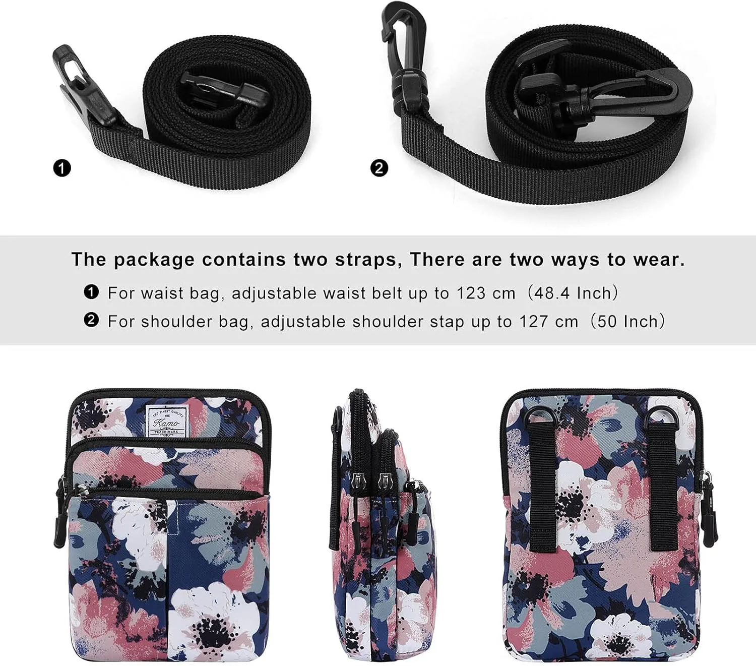 KAMO Multifunction Phone Waist Bag - Diagonal Crossbody Purse for Women & Men