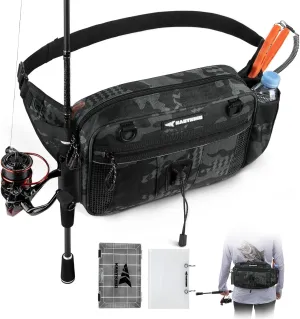 KastKing BaitSpace Waist Bag – Waterproof Tackle Storage Bag With Adjustable Belt, Fishing Fanny Pack for Men, Soft Bait Organizer, 3600 Utility Box, Rod Holder, Nylon