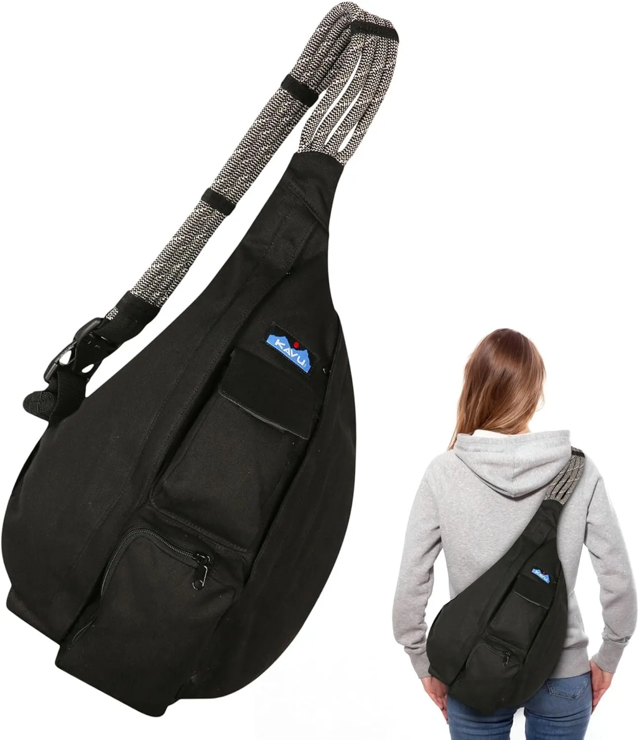 KAVU Original Rope Bag Sling Pack with Adjustable Rope Shoulder Strap