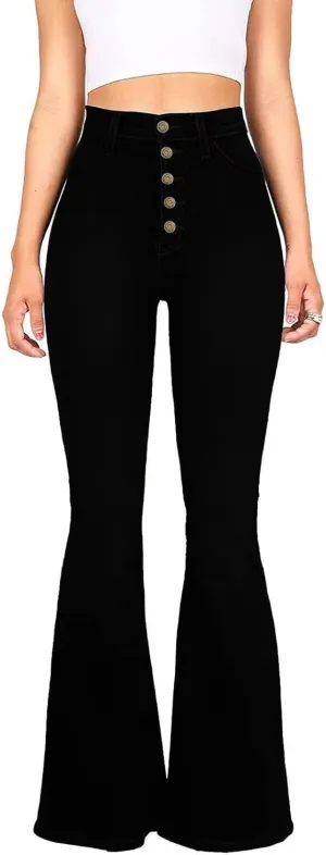 KDF High Waisted Bell Bottom Jeans for Women Flare Jeans for Women Stretch Wide Leg Jeans