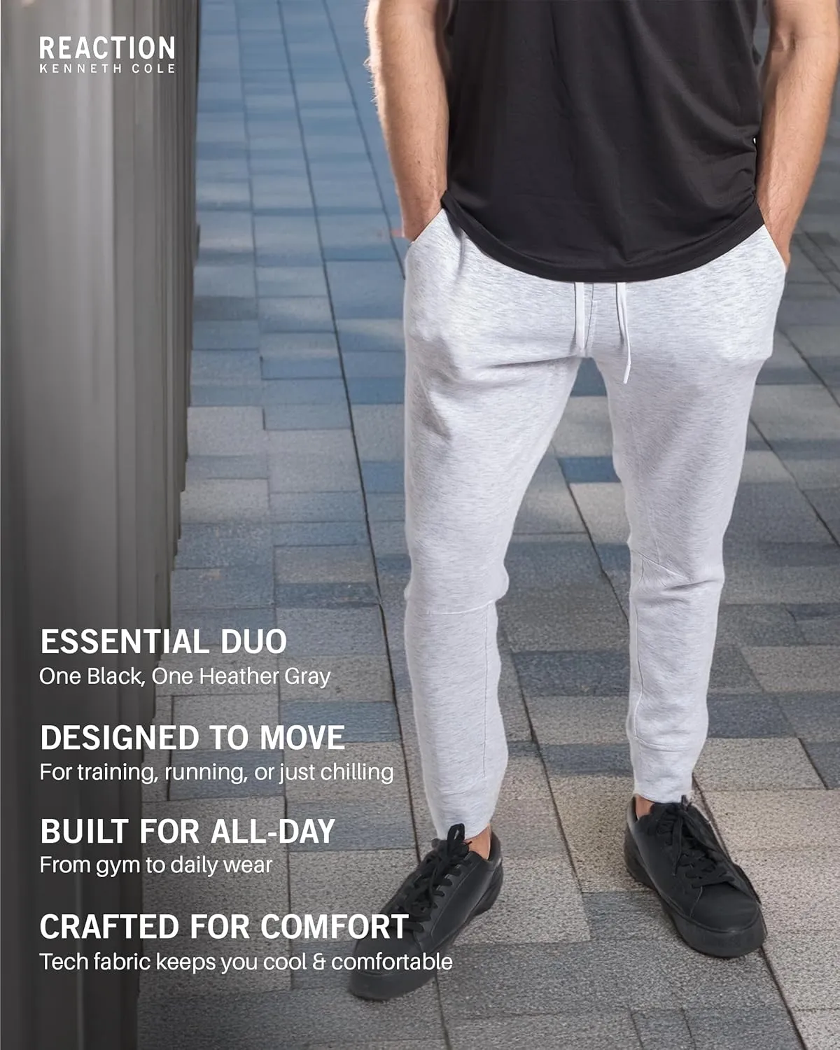 Kenneth Cole REACTION Stretch Scuba Knit Tapered Sweatpants for Men 2-Pack, Active Mens Joggers with Pockets, 2-Pack