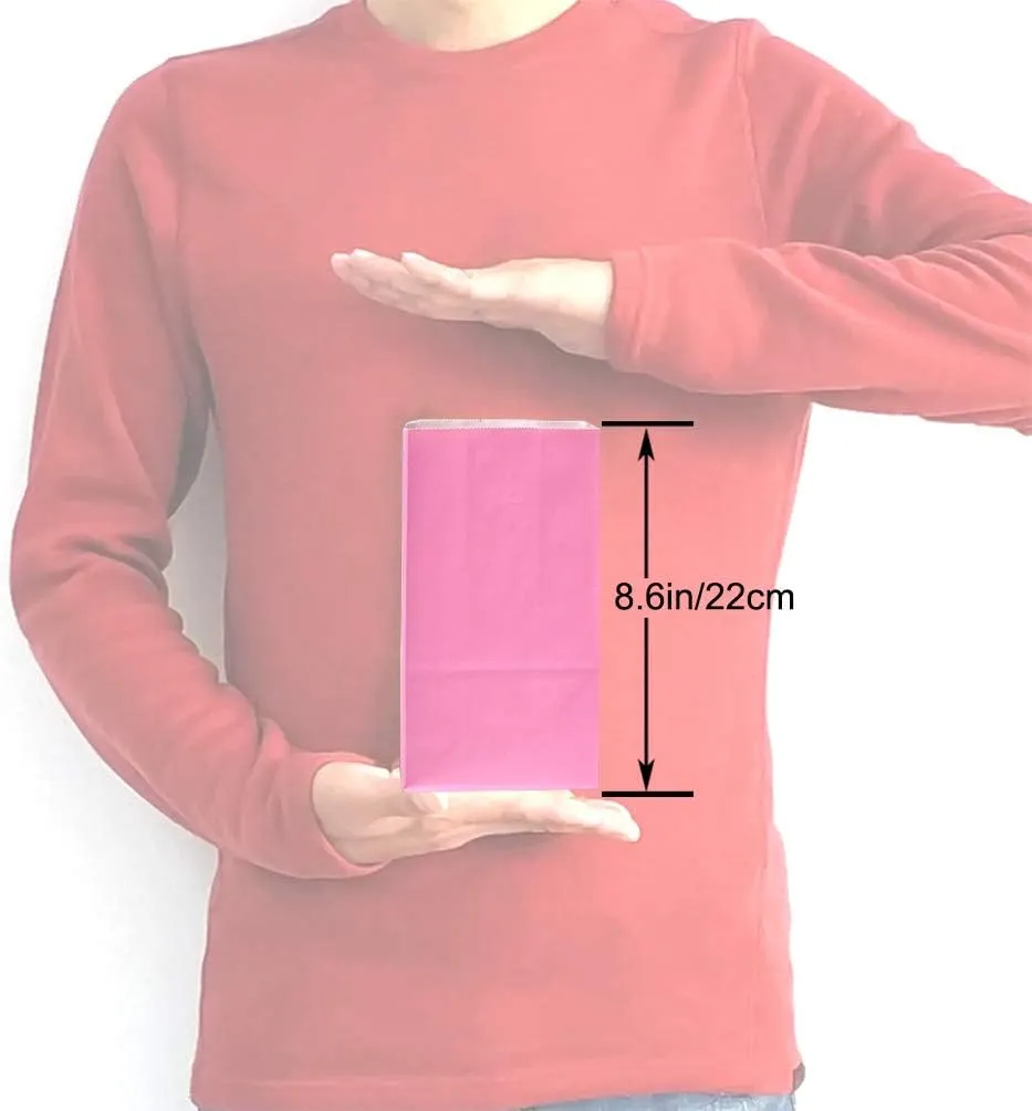 KEYYOOMY Small Bright Color Paper Bags Pink Party Favor Bags Party Goodie Bag Paper Lunch Bag (Pink, 50 CT, 4.7 X 2.4 X 8.7 In)