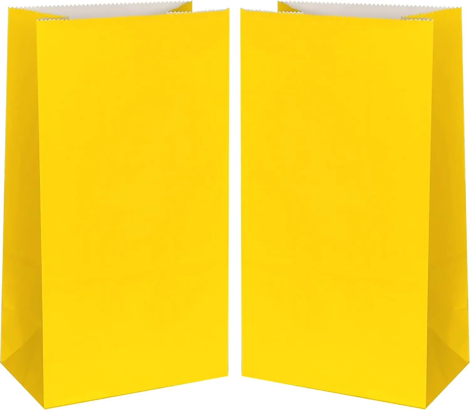 KEYYOOMY Small Bright Color Paper Bags Yellow Party Favor Bags Party Goodie Bag Paper Lunch Bag (Yellow, 50 CT, 4.7 X 2.4 X 8.7 In)
