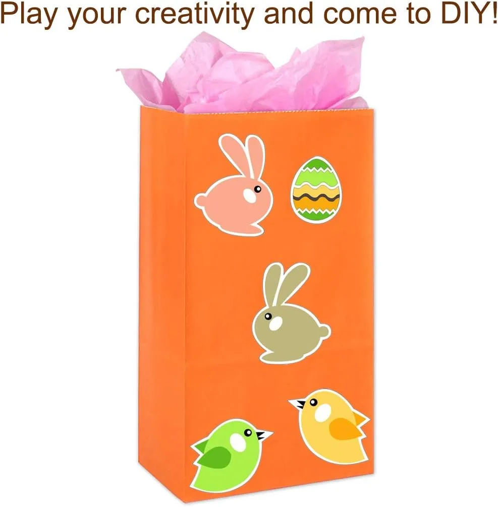 KEYYOOMY Small Orange Paper Bags Orange Party Goodie Bags Party Favor Bag Paper Lunch Bag (100 CT, 4.7x2.4x8.7 In)