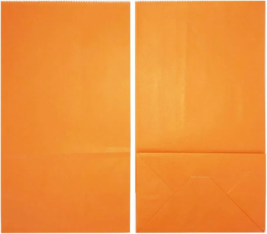 KEYYOOMY Small Orange Paper Bags Orange Party Goodie Bags Party Favor Bag Paper Lunch Bag (100 CT, 4.7x2.4x8.7 In)