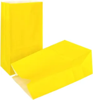 KEYYOOMY Small Yellow Paper Bags Yellow Party Goodie Bags Party Favor Bag Paper Lunch Bag (100 CT, 4.7x2.4x8.7 In)