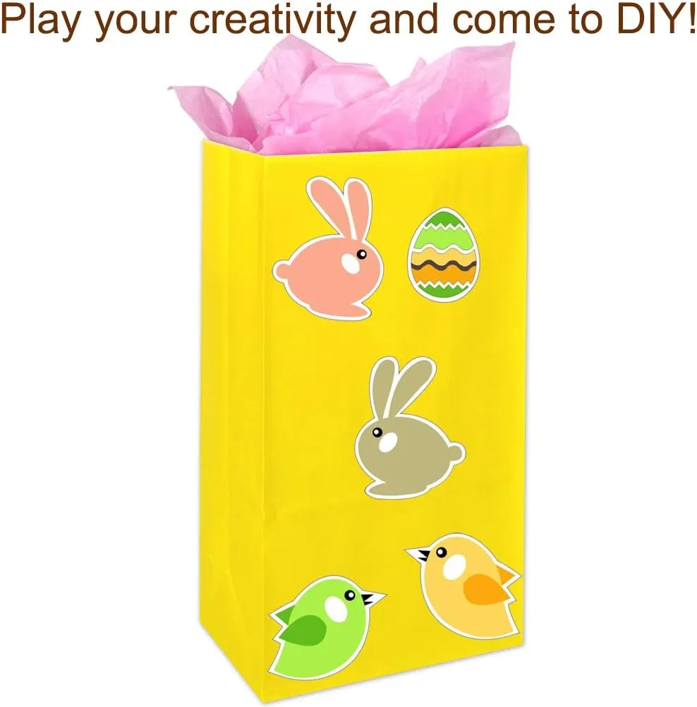 KEYYOOMY Small Yellow Paper Bags Yellow Party Goodie Bags Party Favor Bag Paper Lunch Bag (100 CT, 4.7x2.4x8.7 In)