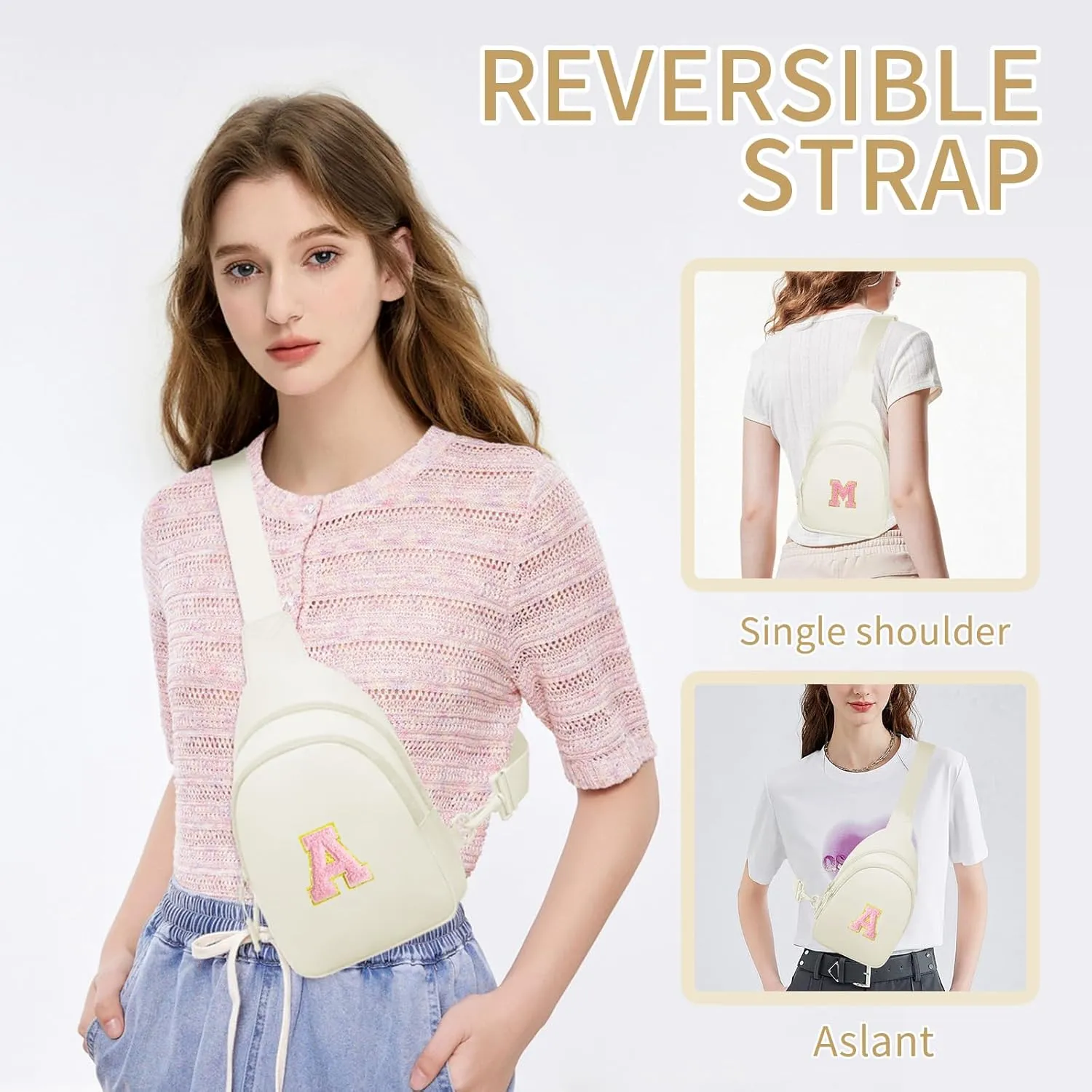 Kids Crossbody Small Sling Bag Initial Girls Fanny Pack Belt Bag Cute Backpack Purse Chest Bag for Girls Gifts