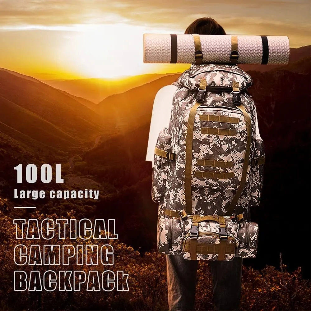 King'sGuard 100L Camping Hiking Backpack Molle Rucksack Military Camping Backpacking Daypack