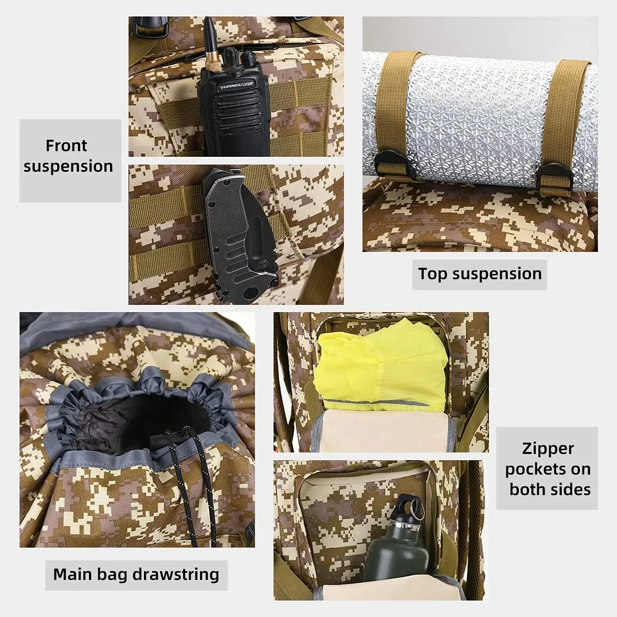King'sGuard 100L Camping Hiking Backpack Molle Rucksack Military Camping Backpacking Daypack