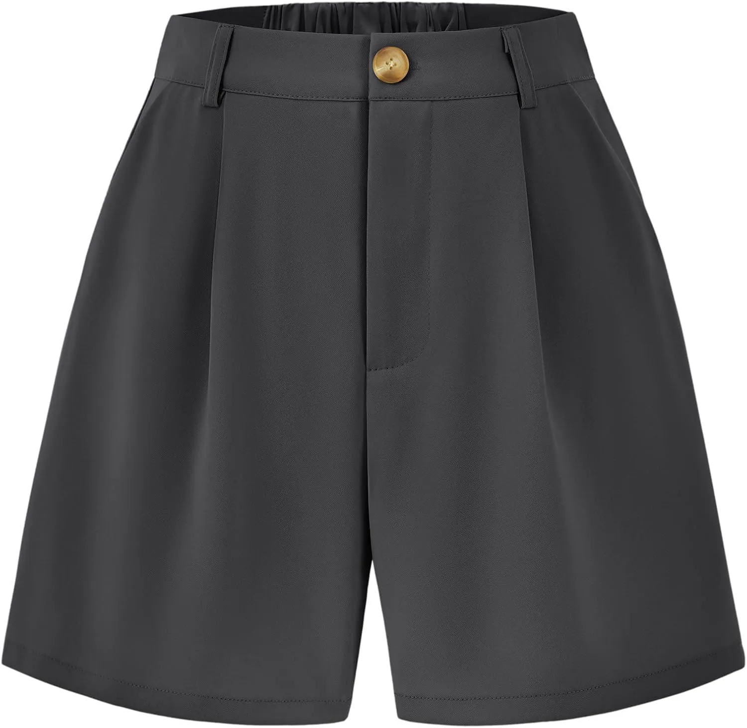 KIRUNDO Shorts for Women Dressy Casual Summer Elastic Waist in The Back Pleated Wide Leg Tailored Work Trouser Shorts
