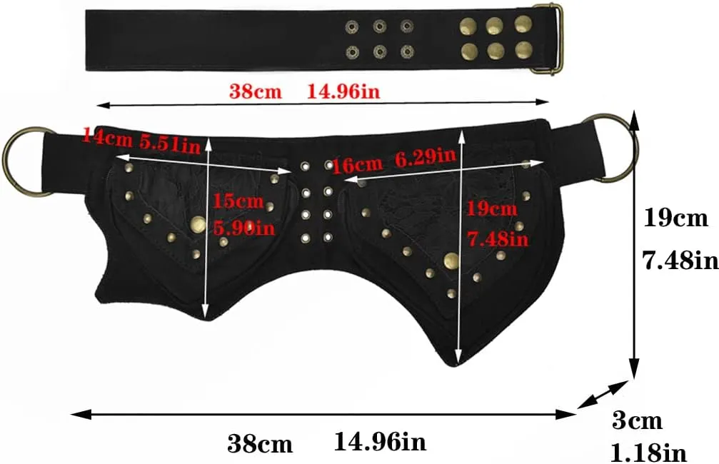 KPYWZER Cotton Fanny Pack for Women Bum Waist Bag Renaissance Faire Festival Lace Hip Belt Money Bag Womens Travel Outdoors Sports Workout Travelling Black