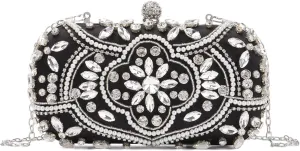 KUANG! Women Beaded Clutch Evening Bag Fashion Rhinestone Diamond Wedding Handbag Bridal Purse for Party