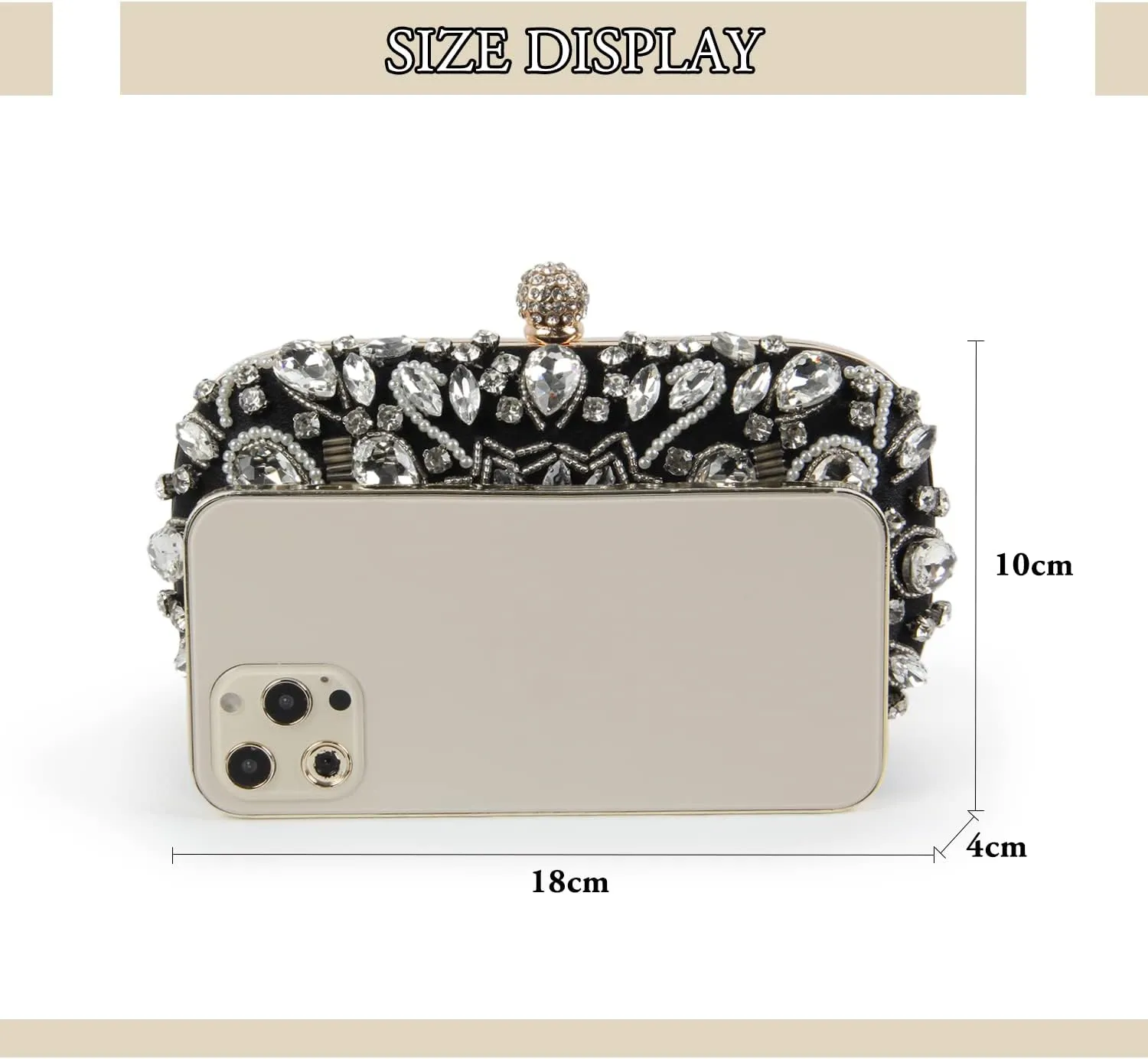 KUANG! Women Beaded Clutch Evening Bag Fashion Rhinestone Diamond Wedding Handbag Bridal Purse for Party