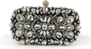 KUANG! Women Beaded Clutch Evening Bag Fashion Rhinestone Diamond Wedding Handbag Bridal Purse for Party