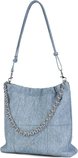 LA FESTIN Split Leather Shoulder Bag for Women with Adjustable Strap, Chain Detail, Elegant Women's Crossbody Handbags