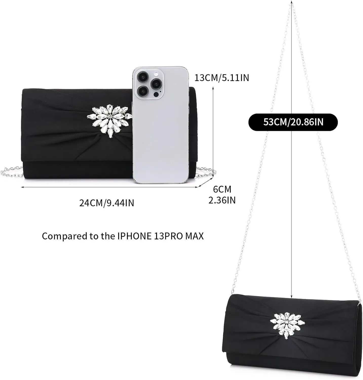 Labair Women's Evening Handbags Pleated Suede Evening Bag Velvet Clutch Bag Wedding Bridal Formal Purse.