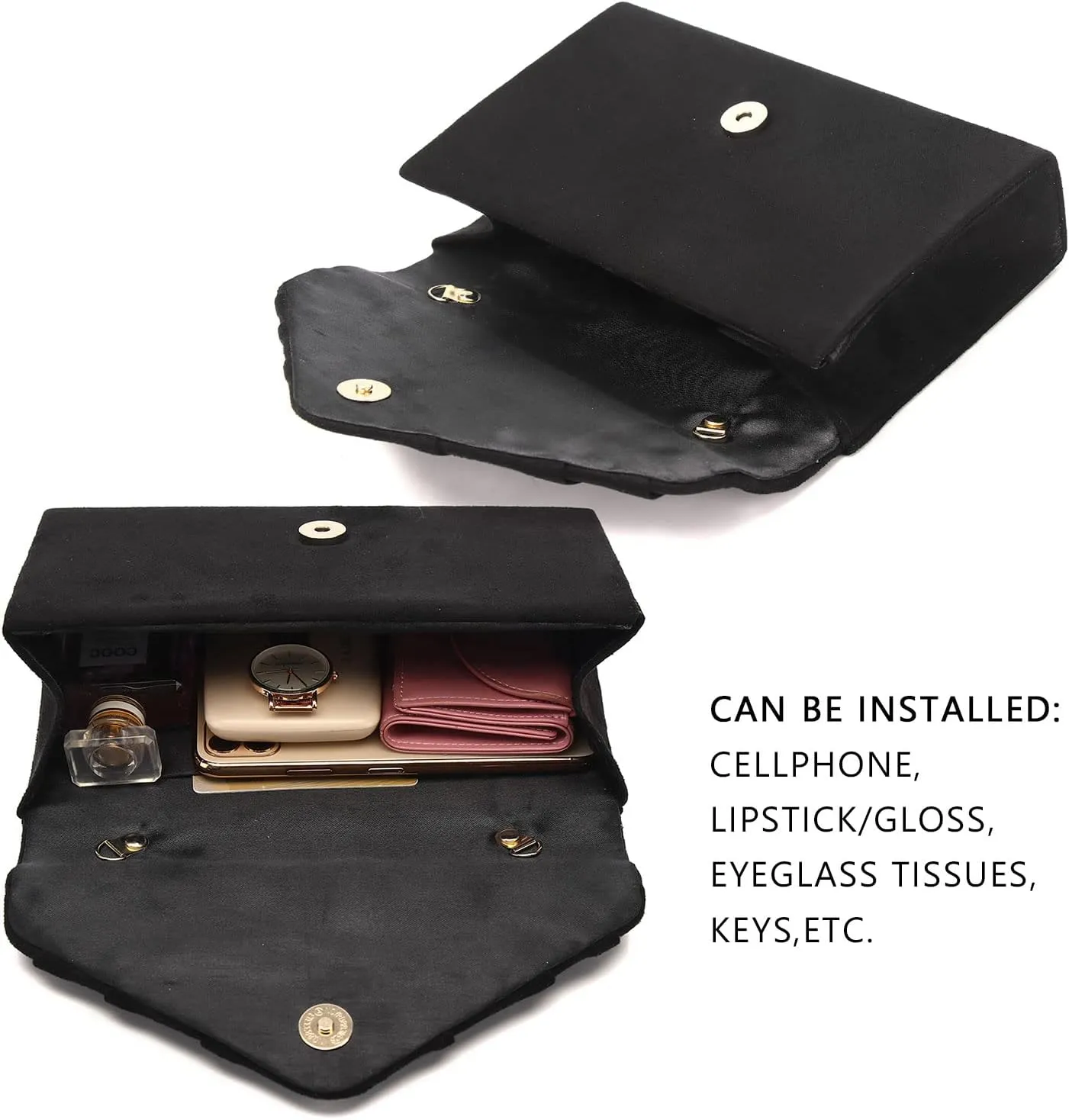 Labair Women's Evening Handbags Pleated Suede Evening Bag Velvet Clutch Bag Wedding Bridal Formal Purse.