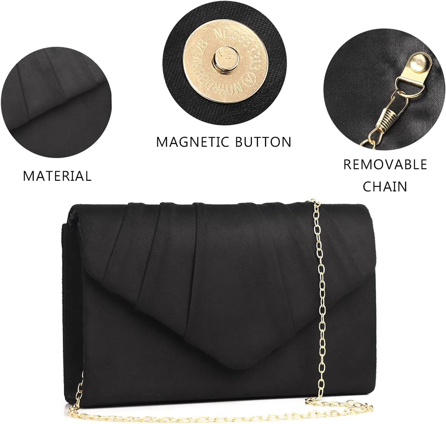 Labair Women's Evening Handbags Pleated Suede Evening Bag Velvet Clutch Bag Wedding Bridal Formal Purse.