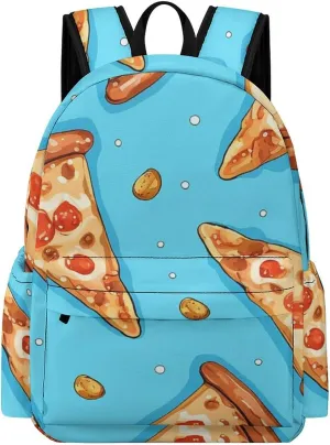 Laptop Backpack for Women Men Daypack Waterproof Light Blue Pizza Slice Computer Bag Business Work Bag for Travel