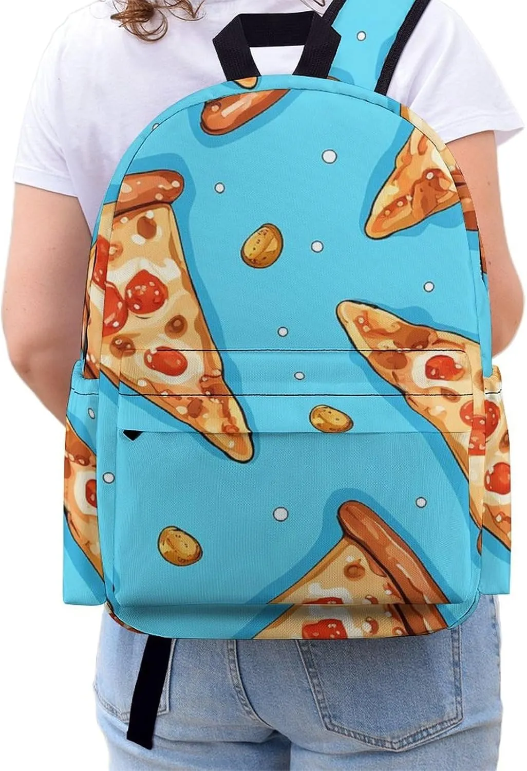 Laptop Backpack for Women Men Daypack Waterproof Light Blue Pizza Slice Computer Bag Business Work Bag for Travel