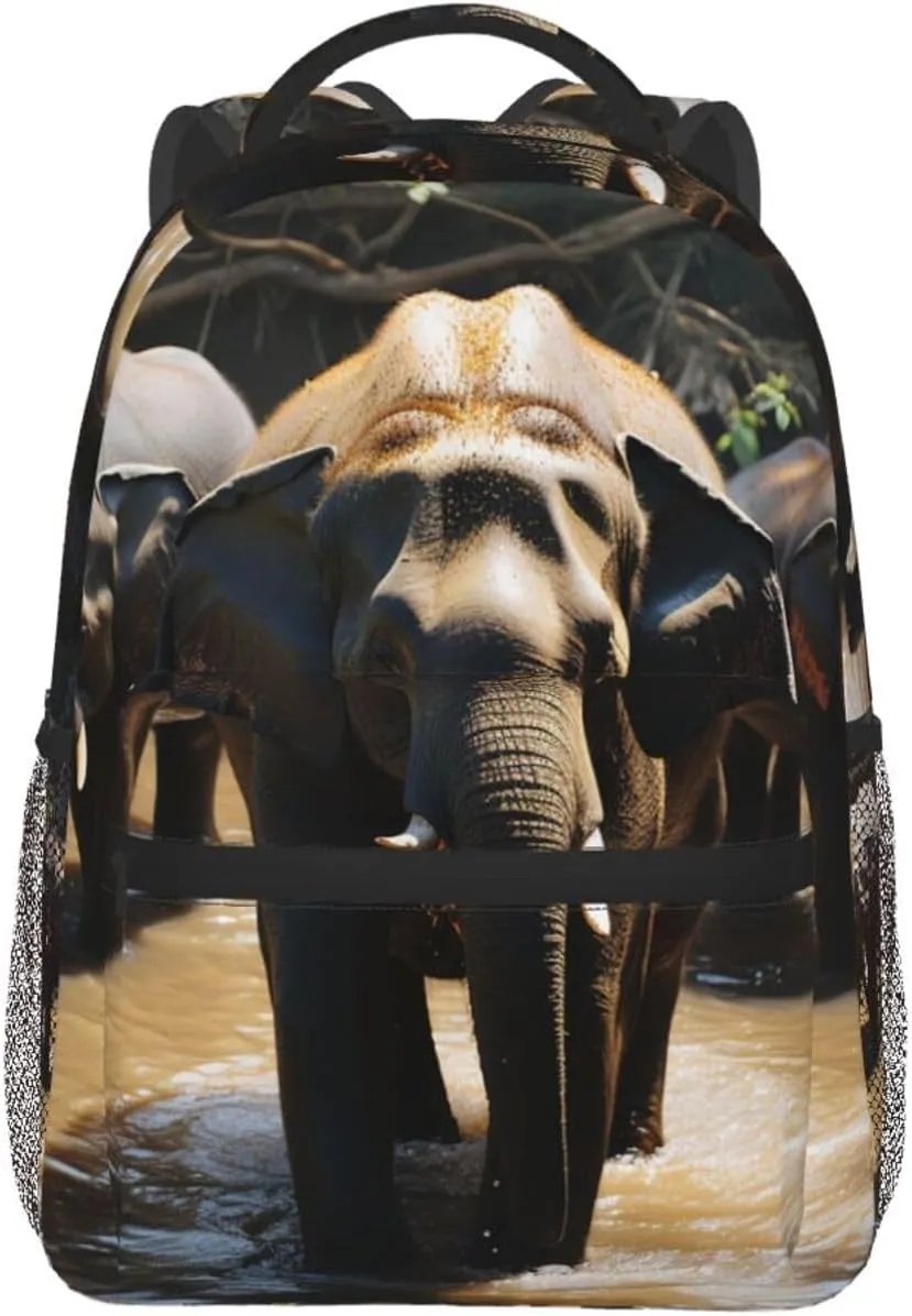 Laptop Backpack Lightweight Daypack for Men Women Elephant drinking water Backpack Laptop Bag for Travel Hiking