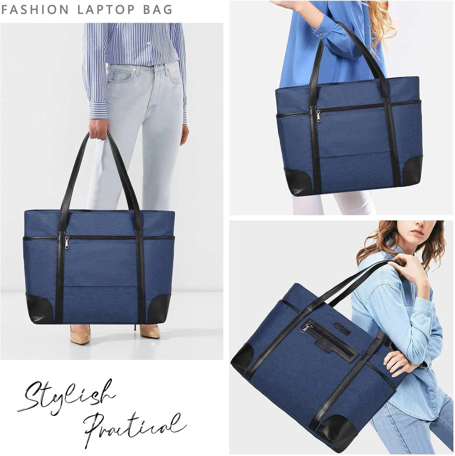 Laptop Bag for Women,ChaseChic Waterproof Classic Teacher's Tote Bag 15.6in Computer Work Bags for Women with Luggage Strap