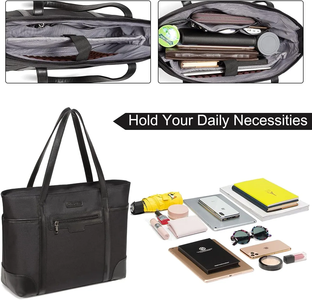 Laptop Bag for Women,ChaseChic Waterproof Classic Teacher's Tote Bag 15.6in Computer Work Bags for Women with Luggage Strap
