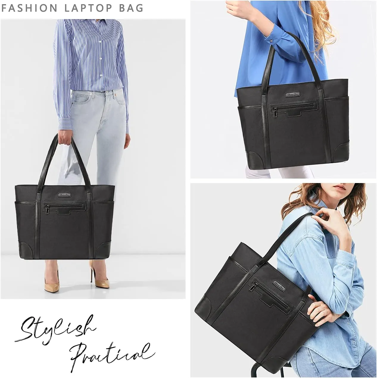 Laptop Bag for Women,ChaseChic Waterproof Classic Teacher's Tote Bag 15.6in Computer Work Bags for Women with Luggage Strap