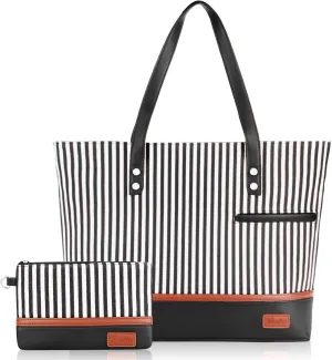 Laptop Tote Bag for Women Large Canvas Womens Briefcase Waterproof Computer Bag Work Bags for Women Fits 15.6 inch Laptop