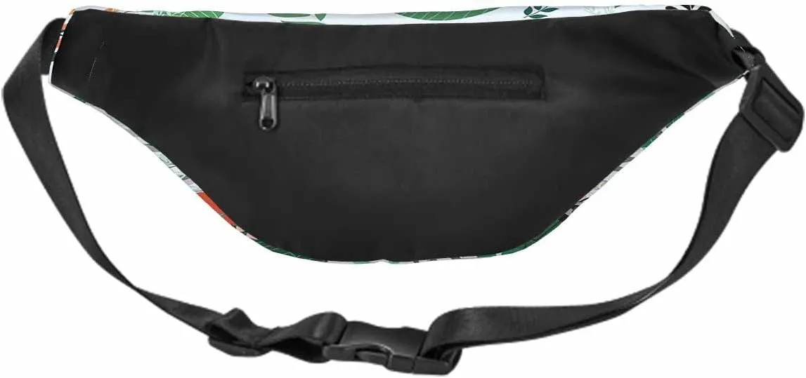 Large Crossbody Bag Waistpack Cute Sloth Couple Stand Tropical Botanical Flourish Trees Leisure Sports Fanny Pack Zipper Bag for Running, Travel