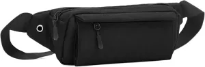 Large Crossbody Fanny Pack for Men Women, Waist Bag, Travel Hip Pack Belt Bag with 4-Zipper Pockets, Slim, Waterproof Chest bag for running, Outdoor Sports. BJ-9 (Black)