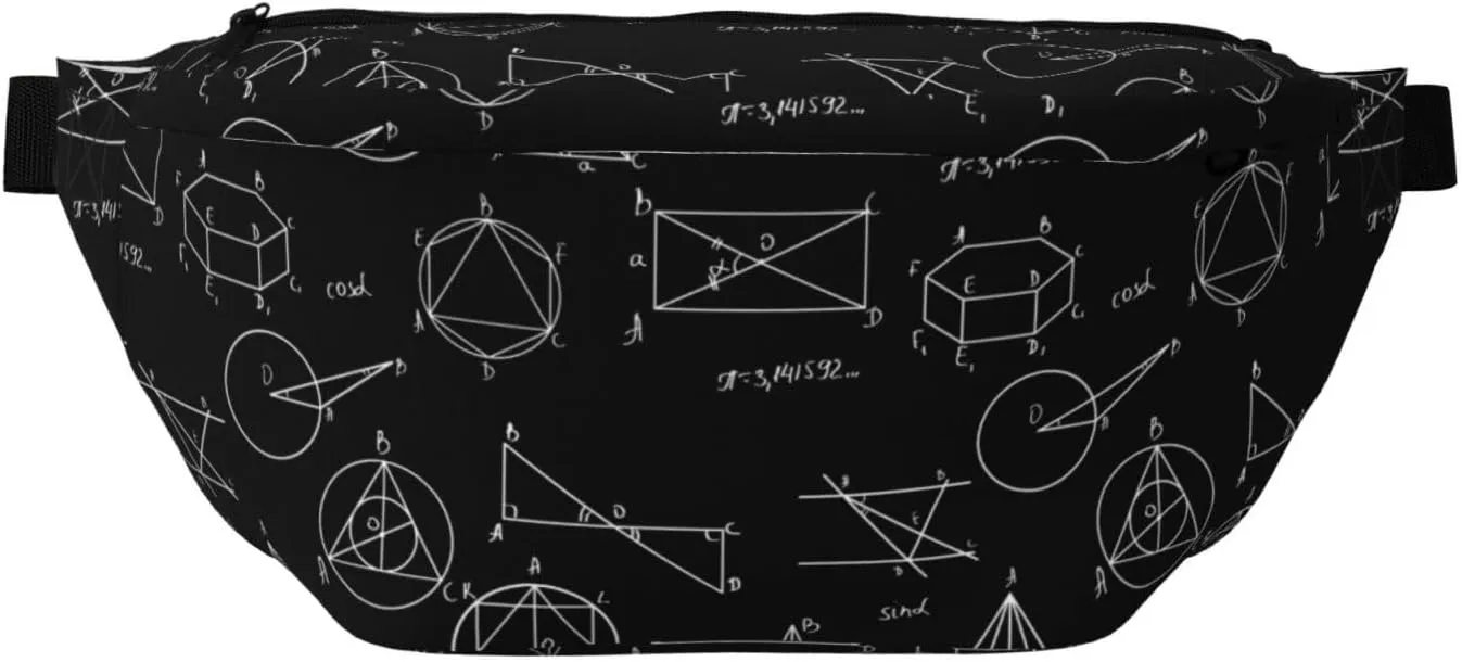 Large Fanny Packs for Women Men Cross Body - equation Math Print black Travel Crossbody Bags for Women Trendy, Belt Bag for Women Men Crossbody, Waist Bag for Women With Adjustable Strap