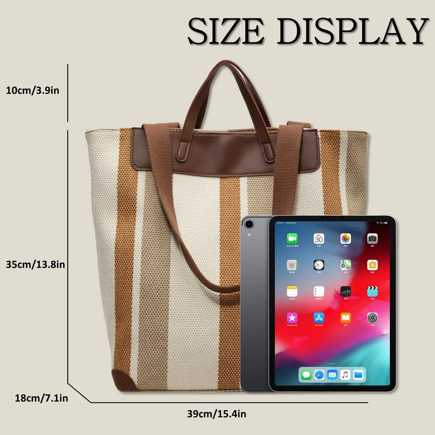 Large Women's Work Tote Bag – Laptop Compartment,Canvas Shoulder Bag for Office & Daily Use,Tote Bag with Spacious Storage