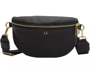 Leather Fanny Pack Crossbody Bags for Women Trendy Sling Bag for Women Small Crossbody Bags for Women Vacation Essentials Handbags Crossbody Purse Belt Bag Travel Backpack (Black Personalized)