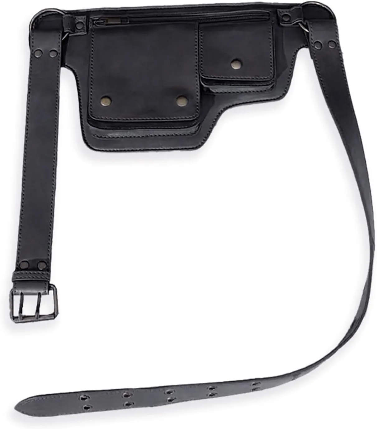 Leather waist bag punk style waist bag, vintage PU leather waist bag, outdoor sports travel fashion waist bagtactical waist packcarhartt belt bag, black