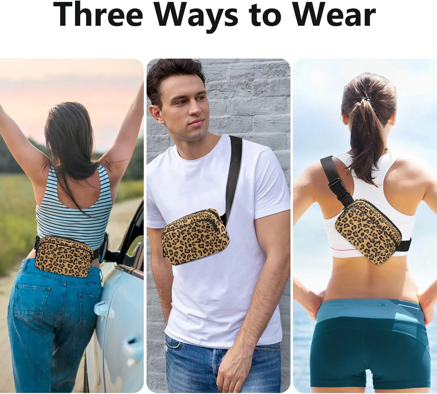 Leopard Print Belt Bag for Women Fanny Pack Fashion Waist Packs Everywhere Waist Pouch Presents for Outdoor Shopping Travel Hiking
