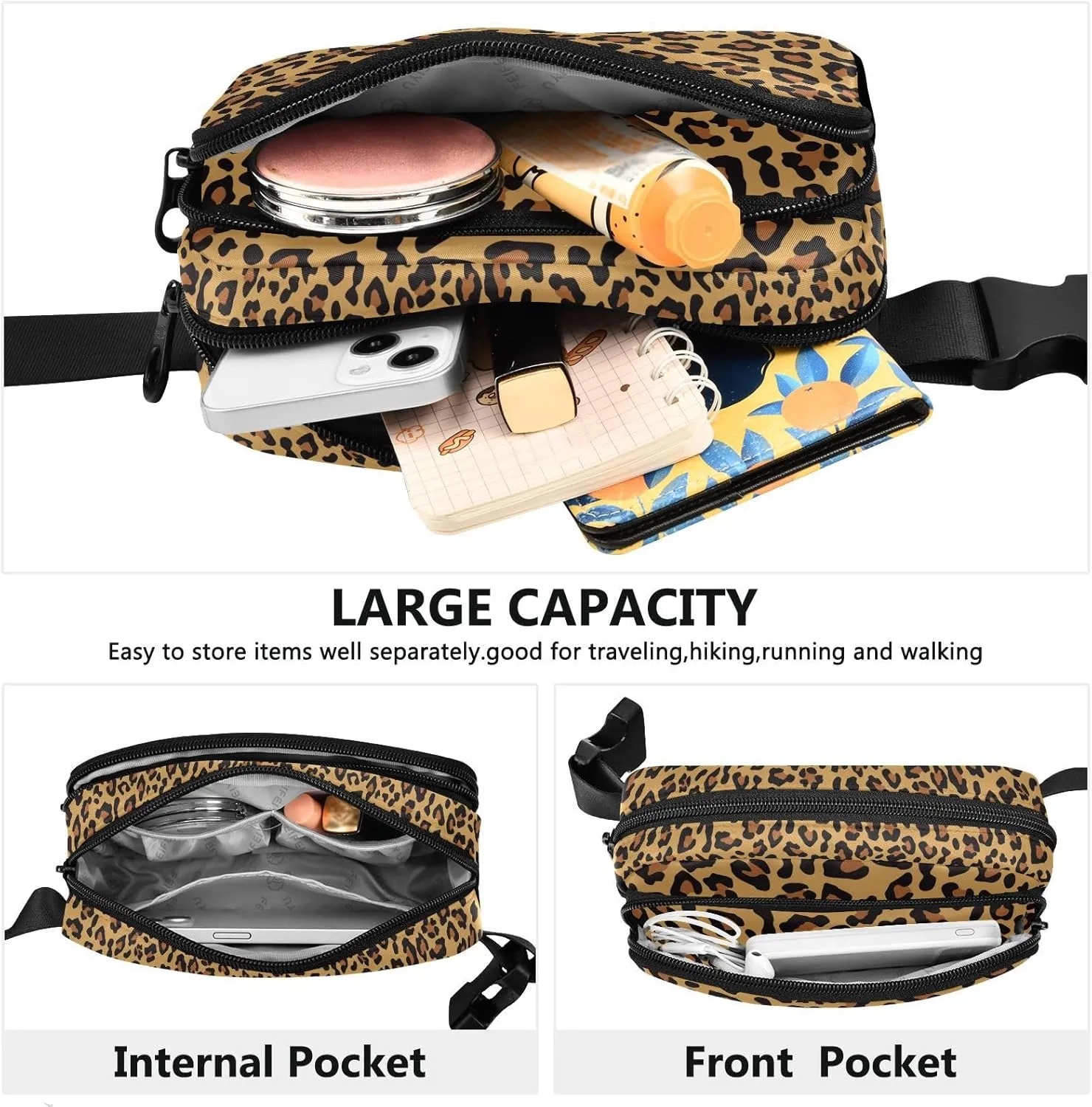Leopard Print Belt Bag for Women Fanny Pack Fashion Waist Packs Everywhere Waist Pouch Presents for Outdoor Shopping Travel Hiking
