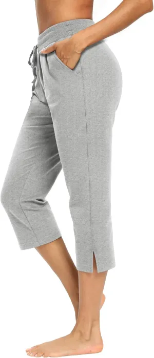 LEXISLOVE Capris for Women Casual Summer Wide Leg Crop Pants Loose Comfy Drawstring Yoga Jogger Capri Pants with Pockets