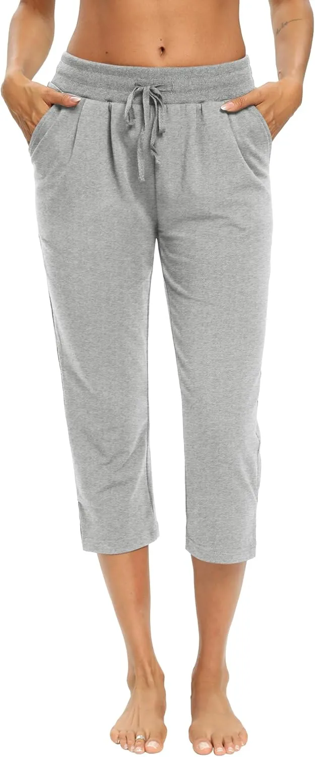 LEXISLOVE Capris for Women Casual Summer Wide Leg Crop Pants Loose Comfy Drawstring Yoga Jogger Capri Pants with Pockets