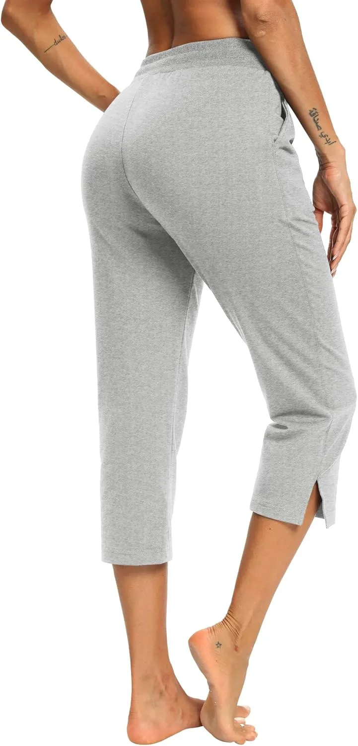 LEXISLOVE Capris for Women Casual Summer Wide Leg Crop Pants Loose Comfy Drawstring Yoga Jogger Capri Pants with Pockets